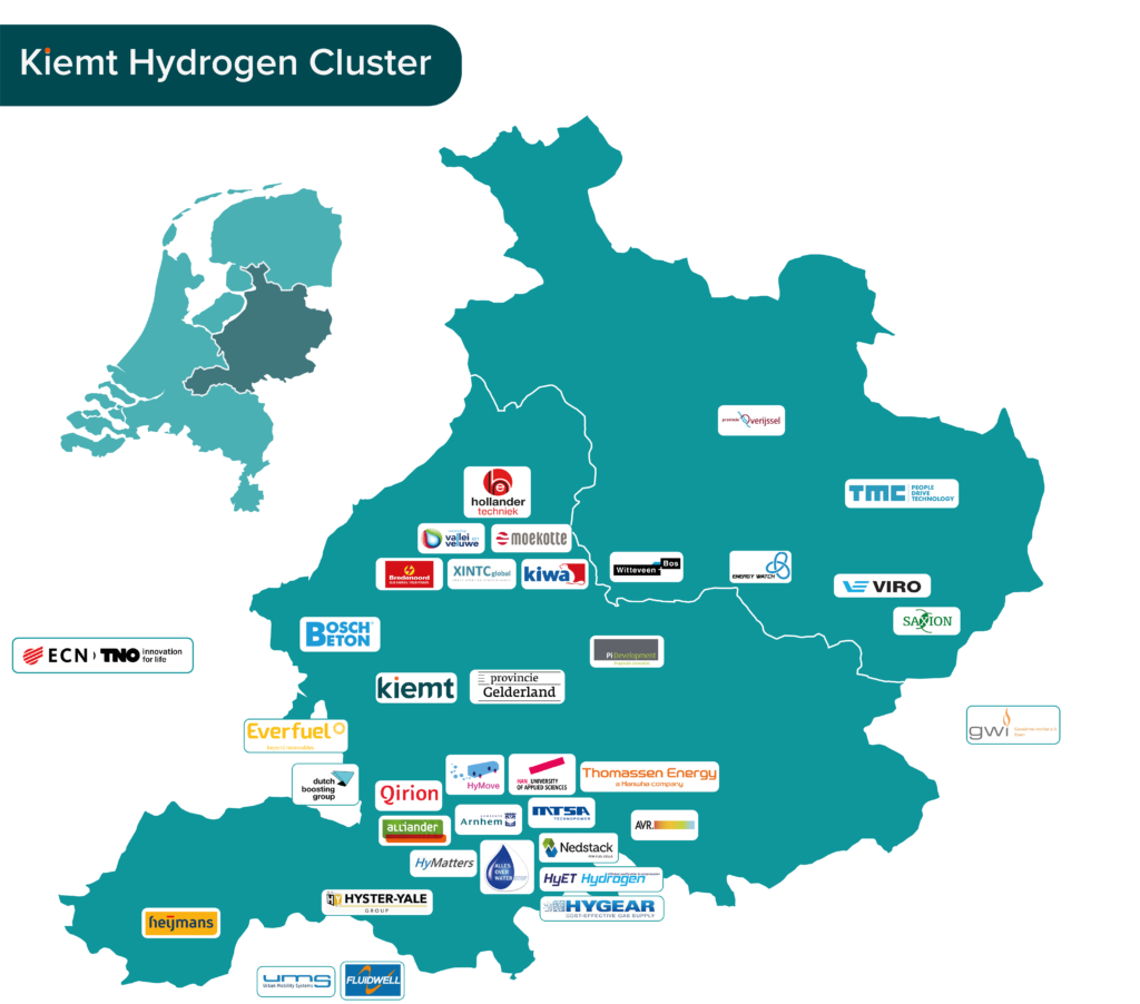 Kaart van het waterstofcluster